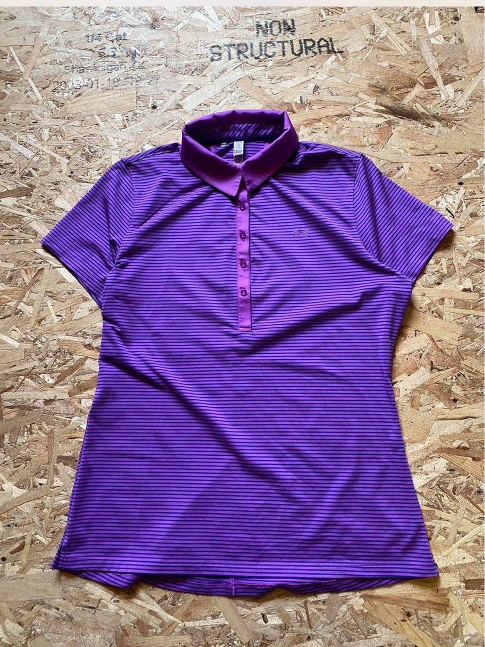 Under Armour Purple Striped Button-Down Polo